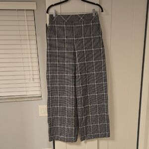 Spanx Perfect Wide Leg Ponte Stretch Pants Black/white Plaid M